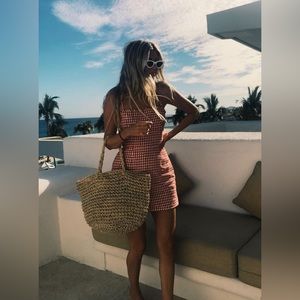 Reformation Ava Summer Dress red gingham checkered Sz 10